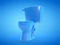 A blue toilet