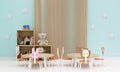 3d rendered illustration of blue wall children room. Royalty Free Stock Photo