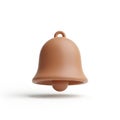 A brown 3D rendered bell with a clapper on a white background object isolated Royalty Free Stock Photo