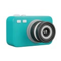 Teal 3D Cartoon Style Digital Camera with Lens on White Background Keywords: camera, digital camera, cartoon, 3d, teal, turquoise Royalty Free Stock Photo