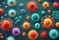 3D Rendered Illustration of Corona Virus Microorganisms in Biological Abstract Background Royalty Free Stock Photo