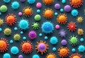 3D Rendered Illustration of Corona Virus Microorganisms in Biological Abstract Background Royalty Free Stock Photo