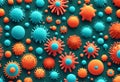 3D Rendered Illustration of Corona Virus Microorganisms in Biological Abstract Background Royalty Free Stock Photo