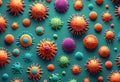 3D Rendered Illustration of Corona Virus Microorganisms in Biological Abstract Background Royalty Free Stock Photo