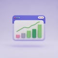 3D Bar Chart and Line Graph on a Digital Interface with Purple Background data statistics Royalty Free Stock Photo