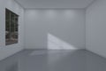 3d rendered illustration of an empty room in grey colors with a window