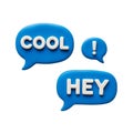 Blue Speech Bubbles with White Text \