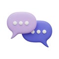 3D Rendered Purple and Blue Speech Bubbles with Dots chat Royalty Free Stock Photo