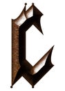 3D rendered illustration.Gothic decorative letter.Rusty medieval font.