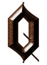 3D rendered illustration.Gothic decorative letter.Rusty medieval font.