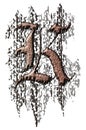 3D rendered illustration.Grungy gothic letter.Art blackletter font.