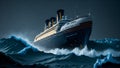 Ship in Atlantic Ocean 3D rendered illustration of historic deadly shipwreck accident in rough waves created with generative ai