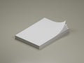 3D rendered illustration of isolated blank white paper stack, top pages corners curl up Royalty Free Stock Photo