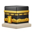 3D Rendering of the Kaaba in Mecca with Gold Accents on White Background Islam Muslim Royalty Free Stock Photo