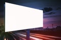 3D rendered illustration of large billboard at night. Light trails in background Royalty Free Stock Photo