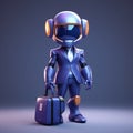 Colorful 3d Robot Character Holding Luggage - Toonami Inspired