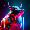 3d rendered illustration of a male bull in a science fiction scene Generative AI