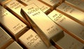 3D rendered illustration of many gold bars. Investment and economics concept