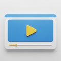 3D Rendered Play Button Icon on a Blue Video Player Interface with Progress Bar media player Royalty Free Stock Photo