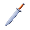 A 3D rendered medieval sword with a blue blade and orange handle weapon sharp metal Royalty Free Stock Photo