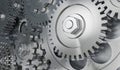 3D rendered illustration of metallic gears and cogs Royalty Free Stock Photo