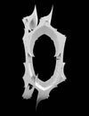 3D rendered illustration.Neo gothic style letter with spines.Monochrome font on black background.