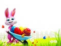 Pink easter bunny with eggs trolley Royalty Free Stock Photo