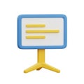 3D Rendered Presentation Easel with White Board and Yellow Lines on White Background Royalty Free Stock Photo