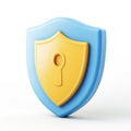 3D Render of a Blue and Yellow Security Shield Icon Royalty Free Stock Photo
