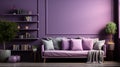 Contemporary Candy-coated Living Room With Purple Walls And Corner Sofa