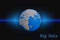 3d rendered illustration of stylized planet earth with big data text and binary numbers as texture on the continents Royalty Free Stock Photo