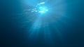 3D rendered illustration of sun light rays under water Royalty Free Stock Photo