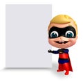 3D Rendered illustration of superbaby with white board Royalty Free Stock Photo