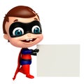 3D Rendered illustration of superbaby with white board Royalty Free Stock Photo