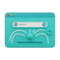 3D Rendering of a Teal Browser Window with Search Bar and Fun Elements internet online Royalty Free Stock Photo