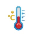 Stylized 3D illustration of a thermometer with a red liquid column and a yellow Celsius symbol on a white background Royalty Free Stock Photo