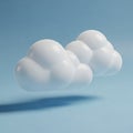 3D Rendered White Fluffy Clouds Floating Against a Light Blue Background with Shadow weather Royalty Free Stock Photo
