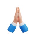 3D Rendered Hands Clasped Together in a Praying or Thankful Gesture on a White Background Royalty Free Stock Photo
