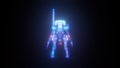 3d rendered illustration of Warrior robot Mecha Hud hologram v1