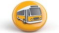 Yellow Bus Icon on Orange Circle: Transportation and Travel Royalty Free Stock Photo
