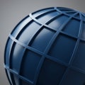 A 3D-rendered image of a blue globe with a grid overlay. The spherical shape features Royalty Free Stock Photo