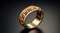 The essence of a golden ring, featuring an intricately designed band