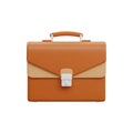 A3D Rendered Orange Briefcase with a Light Tan Accent and Silver Clasp on a White Background Royalty Free Stock Photo