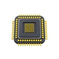 3D Rendered Microprocessor Chip with Yellow Pins and Dark Gray Casing computer Royalty Free Stock Photo