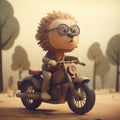 Cute Lion Riding A Motorcycle