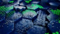 Futuristic Hexagonal Landscape with Neon Green Details