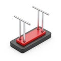 A3D Rendered Desk Toy With Parallel Bars And A Red Platform On A Black Base gym equipment Royalty Free Stock Photo
