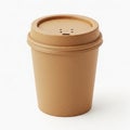 Brown Paper Coffee Cup with Lid and Embossed Detail on White Background Keywords: coffee, cup, paper, disposable, takeaway, drink Royalty Free Stock Photo
