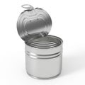 Open Empty Metal Tin Can with Pull Tab on White Background food container Royalty Free Stock Photo
