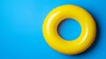 A 3D rendered image features an inflatable yellow swimming ring set against a blue background Royalty Free Stock Photo